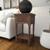 image:imageDeco 79 Wood Side End Accent Table Storage 1 Drawer and 1 Shelf End Table with Turned Legs Side Table 16 x 16 x 29 BrownBrown