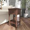 image:imageDeco 79 Wood Side End Accent Table Storage 1 Drawer and 1 Shelf End Table with Turned Legs Side Table 16 x 16 x 29 BrownBrown