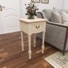image:imageDeco 79 Wood Side End Accent Table Storage 1 Drawer and 1 Shelf End Table with Turned Legs Side Table 16 x 16 x 29 BrownCream