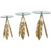 image:imageDeco 79 Aluminum Metal Leaf Side End Accent Table End Table with Tripod Legs and Tempered Glass Top Set of 3 Side Table 24 23 20 H Gold