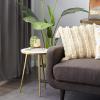 image:imageDeco 79 Aluminum Metal Side End Accent Table End Table with Marble Top with Gold Inlay Side Table 15 x 15 x 20 Gold