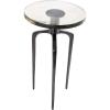 image:imageDeco 79 Aluminum Metal Side End Accent Table End Table with Textured Glass Tabletop Side Table 13 x 13 x 22 Black
