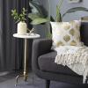 image:imageDeco 79 Marble Side End Accent Table End Table with Gold Inlay and Scrolled Base Side Table 15 x 15 x 27 White