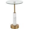 image:imageDeco 79 Marble Side End Accent Table End Table with Marble Top with Gold Inlay Side Table 18 x 18 x 25 WhiteWhite