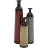 image:imageDeco 79 Metal Decorative Vase Tall Enameled Bottleneck Floor Centerpiece Vases with Chevron Pattern Set of 3 Vases for Home Decoration 32 27 22H Multi Colored
