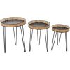 image:imageDeco 79 Metal Handmade Side End Accent Table End Table with Rattan Edges Tabletops Set of 3 Side Table 24 21 18 H Black