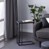 image:imageDeco 79 Metal Side End Accent Table CShaped End Table with Black Metal Base Side Table 10 x 19 x 26 Dark Brown