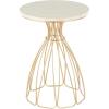image:imageDeco 79 Metal Side End Accent Table Flower Inspired End Table with Cream Marble Tabletop Side Table 16 x 16 x 22 Gold
