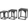image:imageDeco 79 Metal Side End Accent Table Nested End Table with Arched Cutouts Set of 3 Side Table 21 18 16 H BlackBlack