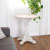image:imageDeco 79 Wood Scroll Side End Accent Table Intricately Carved End Table with Brown Wood Top Side Table 15 x 15 x 23 GrayCream