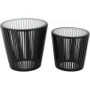 image:imageDeco 79 Wood Side End Accent Table Cage Inspired End Table with Clear Glass Tabletop Set of 2 Side Table 21 17 H Black