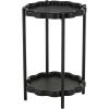 image:imageDeco 79 Wood Side End Accent Table Floral Inspired 2 Level End Table with Metal Legs Side Table 15 x 15 x 24 Black