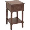 image:imageDeco 79 Wood Side End Accent Table Storage 1 Drawer and 1 Shelf End Table with Turned Legs Side Table 16 x 16 x 29 BrownBrown