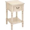 image:imageDeco 79 Wood Side End Accent Table Storage 1 Drawer and 1 Shelf End Table with Turned Legs Side Table 16 x 16 x 29 BrownCream
