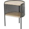 image:imageDeco 79 Wooden Side End Accent Table HalfMoon Two Toned 1 Shelf End Table with Mesh Back Panel and Brown Wood Tabletop Side Table 18 x 14 x 22 Light Brown