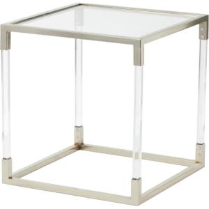 image:imageDeco 79 Acrylic Plastic Side End Accent Table Cube Shaped End Table with Silver Frame Supports Side Table 19 x 19 x 20 Clear