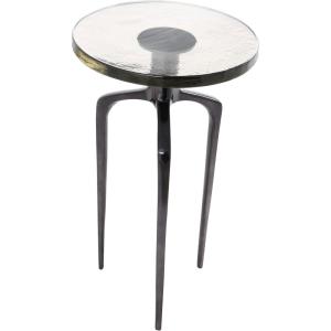 image:imageDeco 79 Aluminum Metal Side End Accent Table End Table with Textured Glass Tabletop Side Table 13 x 13 x 22 Black