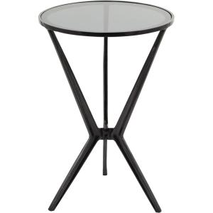 image:imageDeco 79 Metal Geometric Side End Accent Table End Table with Glass Tabletop and Elevated Base Side Table 22 x 22 x 19 BlackBlack
