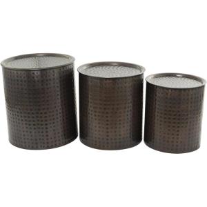 image:imageDeco 79 Metal Handmade Side End Accent Table End Table with Hammered Design Set of 3 Side Table 21 18 16H Bronze