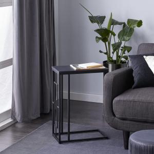 image:imageDeco 79 Metal Side End Accent Table CShaped End Table with Black Metal Base Side Table 10 x 19 x 26 Dark Brown