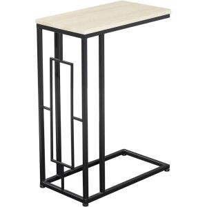 image:imageDeco 79 Metal Side End Accent Table CShaped End Table with Black Metal Base Side Table 19 x 10 x 26 Cream
