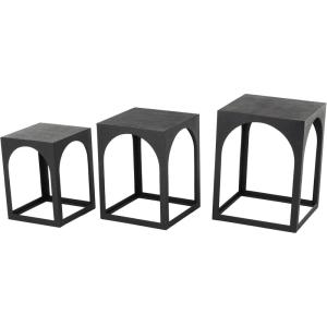 image:imageDeco 79 Metal Side End Accent Table Nested End Table with Arched Cutouts Set of 3 Side Table 21 18 16 H BlackBlack