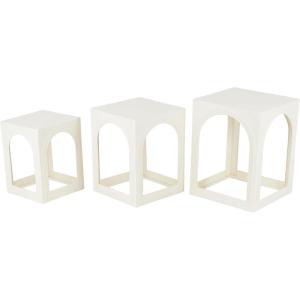 image:imageDeco 79 Metal Side End Accent Table Nested End Table with Arched Cutouts Set of 3 Side Table 21 18 16 H BlackWhite