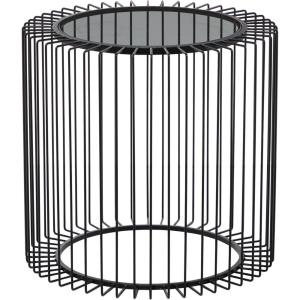 image:imageDeco 79 Metal Side End Accent Table Open Wire Frame End Table with Shaded Glass Top Side Table 20 x 20 x 19 BlackBlack