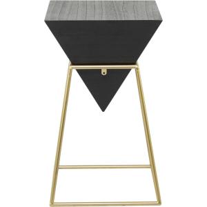 image:imageDeco 79 Wood Geometric Side End Accent Table Inverted Pyramid End Table with Gold Metal Frame Side Table 14 x 14 x 24 Black