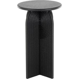 image:imageDeco 79 Wood Geometric Side End Accent Table Sandstone Carved Art Deco Arched Pedestal End Table Set of 2 Side Table 24 21 H Black