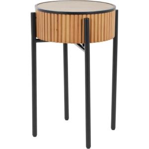 image:imageDeco 79 Wood Handmade Side End Accent Table Slatted End Table with Black Legs Side Table 18 x 18 x 27 Brown