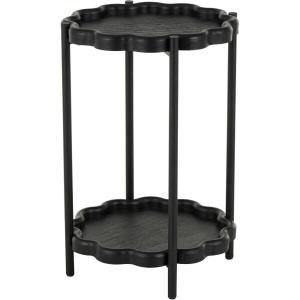 image:imageDeco 79 Wood Side End Accent Table Floral Inspired 2 Level End Table with Metal Legs Side Table 15 x 15 x 24 Black