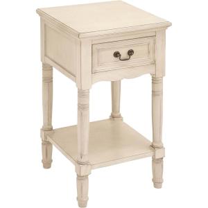 image:imageDeco 79 Wood Side End Accent Table Storage 1 Drawer and 1 Shelf End Table with Turned Legs Side Table 16 x 16 x 29 BrownCream