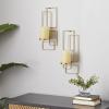 image:imageDeco 79 Metal Geometric Tealight 2 Plate Wall Sconce Set of 2 5W 13H Gold