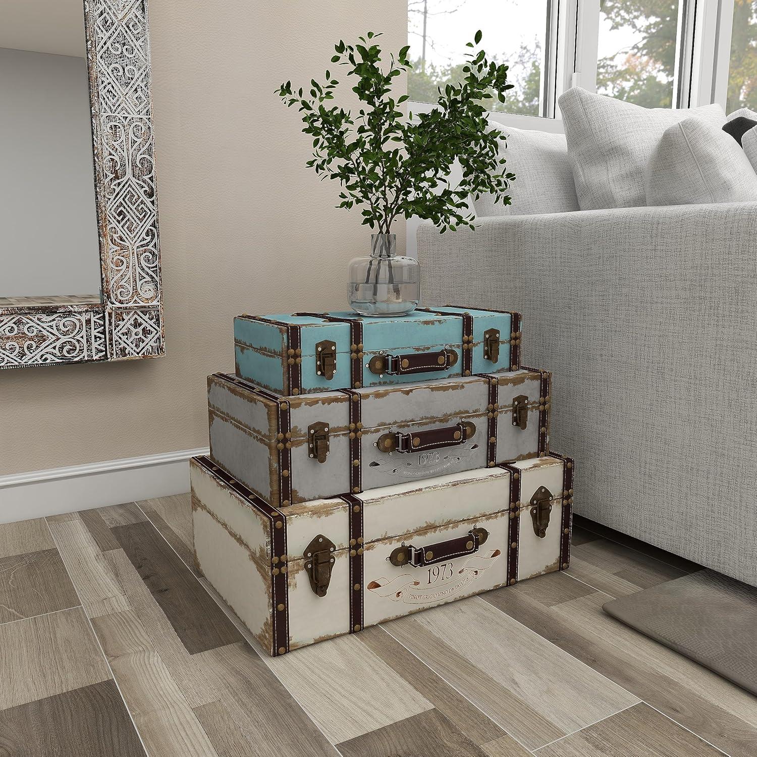 Deco 79 Fabric Decorative Trunk Woven Storage Decorative Large Boxes