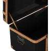 image:imageDeco 79 Fabric Decorative Trunk Decorative Large Boxes with Brass Metal Latches and Brown Wooden Accents Set of 3 Storage Trunks 22 20 17 W Black