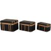 image:imageDeco 79 Fabric Decorative Trunk Decorative Large Boxes with Brass Metal Latches and Brown Wooden Accents Set of 3 Storage Trunks 22 20 17 W Black