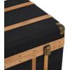 image:imageDeco 79 Fabric Decorative Trunk Decorative Large Boxes with Brass Metal Latches and Brown Wooden Accents Set of 3 Storage Trunks 22 20 17 W Black