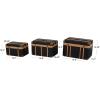 image:imageDeco 79 Fabric Decorative Trunk Decorative Large Boxes with Brass Metal Latches and Brown Wooden Accents Set of 3 Storage Trunks 22 20 17 W Black