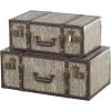 image:imageDeco 79 Fabric Decorative Trunk Woven Storage Decorative Large Boxes with Silver Latches and Buckles Set of 2 Storage Trunks 21 19 W GrayBlue