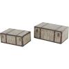 image:imageDeco 79 Fabric Decorative Trunk Woven Storage Decorative Large Boxes with Silver Latches and Buckles Set of 2 Storage Trunks 21 19 W GrayBlue