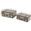 image:imageDeco 79 Fabric Decorative Trunk Woven Storage Decorative Large Boxes with Silver Latches and Buckles Set of 2 Storage Trunks 21 19 W GrayBlue