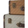 image:imageDeco 79 Fabric Decorative Trunk Woven Storage Decorative Large Boxes with Silver Latches and Buckles Set of 2 Storage Trunks 21 19 W GrayBrown