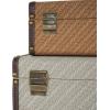 image:imageDeco 79 Fabric Decorative Trunk Woven Storage Decorative Large Boxes with Silver Latches and Buckles Set of 2 Storage Trunks 21 19 W GrayBrown