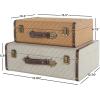 image:imageDeco 79 Fabric Decorative Trunk Woven Storage Decorative Large Boxes with Silver Latches and Buckles Set of 2 Storage Trunks 21 19 W GrayBrown