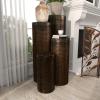 image:imageDeco 79 Metal Cylinder Pedestal Table with Hammered Design Set of 4 36 32 24 18H Brown36  31  24  19H