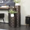 image:imageDeco 79 Metal Cylinder Pedestal Table with Hammered Design Set of 4 36 32 24 18H Brown36  32  24  18h