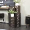 image:imageDeco 79 Metal Cylinder Pedestal Table with Hammered Design Set of 4 36 32 24 18H Brown36  32  24  18h