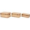 image:imageDeco 79 Rattan Decorative Trunk Woven Decorative Large Boxes with Brass Metal Latches and Brown Wooden Accents Set of 3 Storage Trunks 28 26 23 W Light Brown