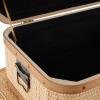 image:imageDeco 79 Rattan Decorative Trunk Woven Decorative Large Boxes with Brass Metal Latches and Brown Wooden Accents Set of 3 Storage Trunks 28 26 23 W Light Brown